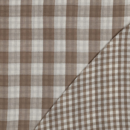 Double gauze: Ruudullinen, Tumma Beige