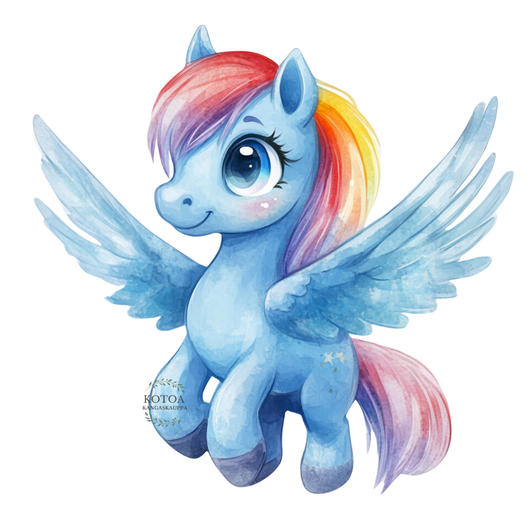 Värillinen Silityskuva: Sininen Poni