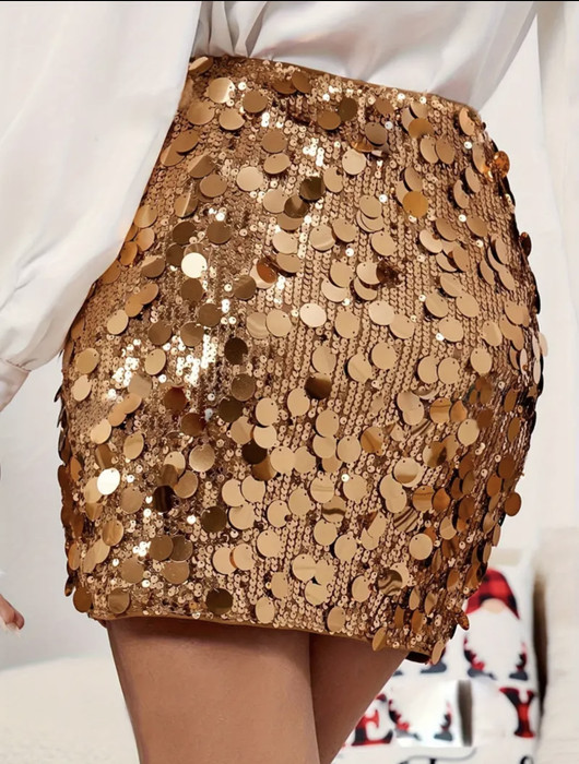 Golden Coins kimaltava paljetti hame