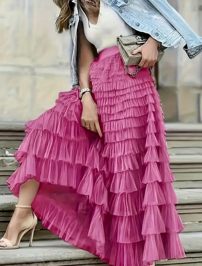 BRIGHT RED ROSE SKIRT (hame) plus size