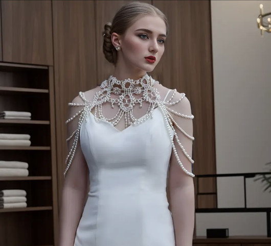 White Pearls Lace Vartalokoru- Body Jewelry