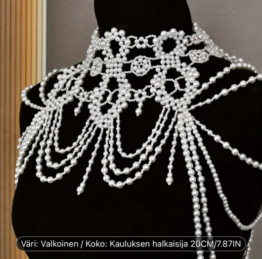 White Pearls Lace Vartalokoru- Body Jewelry