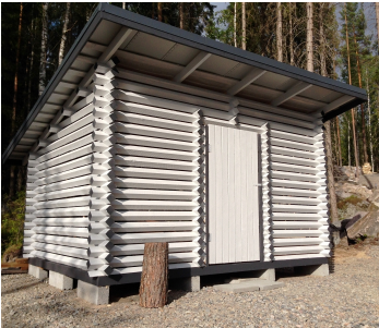 Puuliiteri neliöhirrestä 3x4 m, pulpettikatto