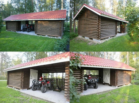 Parilato neliöhirrestä 4x9 m, harja- tai pulpettikatto