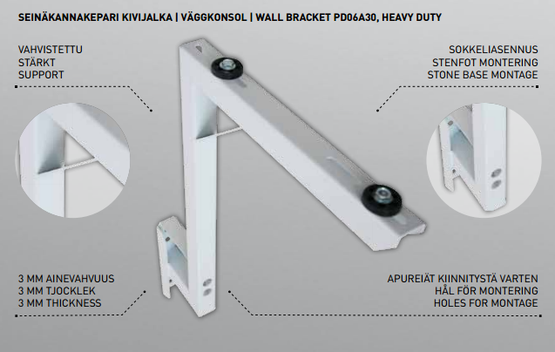 Kivijalka kannakepari ilmalämpöpumpulle Onnline PD06A30 Heavy Duty