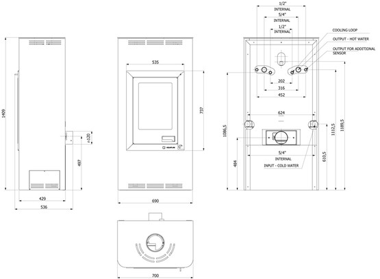 Vesitakka Aquaflam 12 kW, pronssi