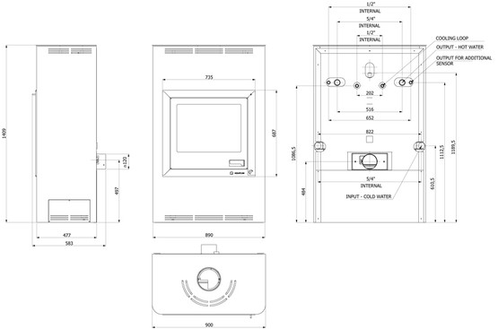 Vesitakka Aquaflam 25 kW, musta