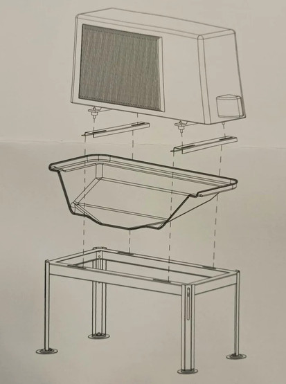 Ulkoyksikön sulatusvedenohjain fi501 maatukitelineelle