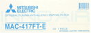 Mitsubishi Electric MAC-417FT-E allergiasuodatin FD-mallin ilmalämpöpumppuun