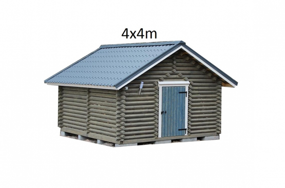 Puuliiteri neliöhirrestä 4x4 m, harja- tai pulpettikatto