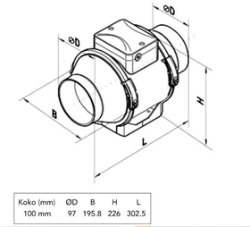 Kanavapuhallin Airsec TTPA 100 mm