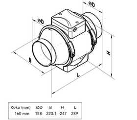 Kanavapuhallin Airsec TTPA 160 mm