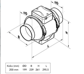 Kanavapuhallin Airsec TTPA 200 mm