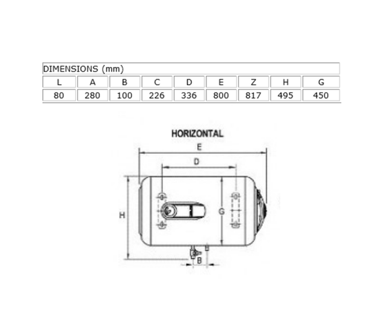 Lämminvesivaraaja käyttövedelle sähköllä. Pieni ELCO Titan 80 litraa vaaka-asennus