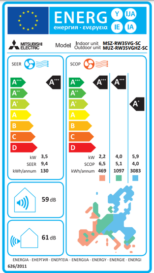 Ilmalämpöpumppu Mitsubishi Electric RW35VGHZ lämmitys/jäähdytys