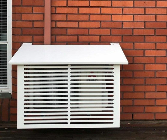 Ilmalämpöpumpun ulkoyksikön suojakotelo Kiilax metalli, valkoinen