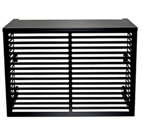 Ilmalämpöpumpun ulkoyksikön suojakotelo parvekemalli Kiilax metalli, musta