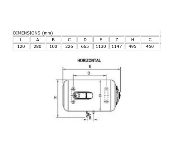 Lämminvesivaraaja käyttövedelle sähköllä. Pieni ELCO Titan 120 litraa vaaka-asennus