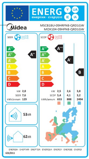 Ilmalämpöpumppu Midea Breezeless E 09 lämmitys/viilennys