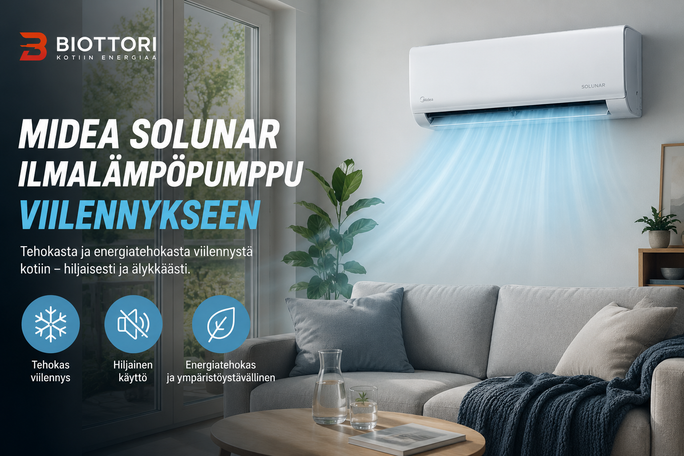 Midea Solunar ilmalämpöpumppu 12 & 18 Edullinen ja tehokas ratkaisu viilennykseen sekä lämmitykseen
