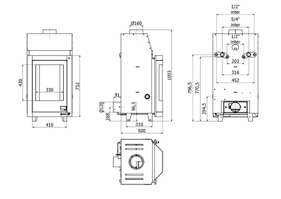 Vesitakkasydän Aquaflam 12 kW, prismalasi