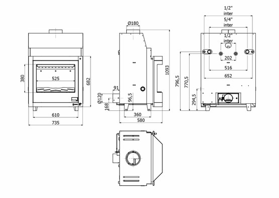 Vesitakkasydän Aquaflam 25 kW, prismalasi