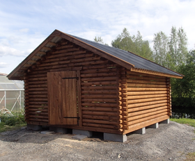 Puuliiteri pyöröhirrestä 4x4 m, harjakatto