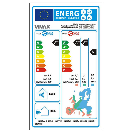 Ilmalämpöpumppu Vivax Ys Design 12 lämmitys-/jäähdytyskäyttöön