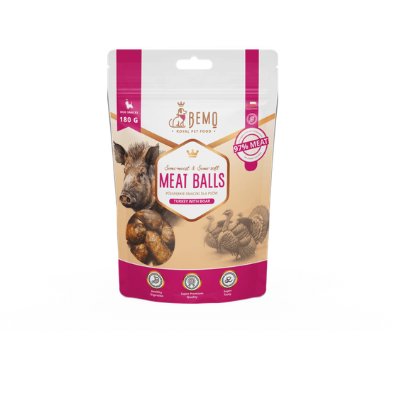 Bemo kalkkuna-villisika puolikosteat herkut 180g