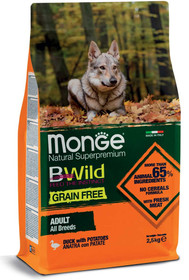 Monge dog adult BWild grain free ankka-peruna 2,5kg