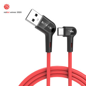 Blitzwolf® - 3A/22W USB A to Type-C data/latauskaapeli 90°asteen taitetulla liittimellä, pituus 1,8m