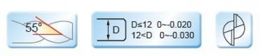 Kovametallijyrsin Terä AL2E D10.0 (10mm)