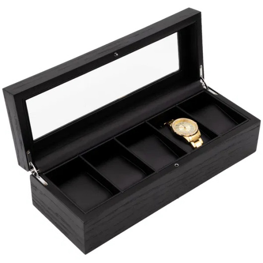 Kellolaatikko- Laatikko 5 kellolle. Puu