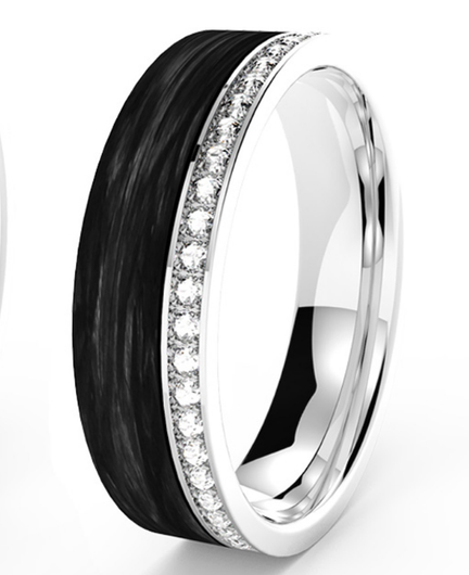 Bosie- Sormus, titaani ja hiilikuitu, zircon