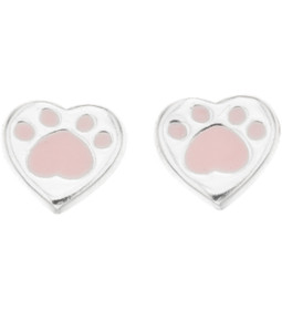Silver Bar- Pink tassusydän, hopeakorvakorut