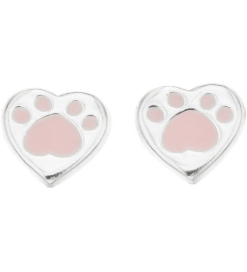 Silver Bar- Pink tassusydän, hopeakorvakorut