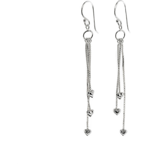 Silver Bar- Sydämet, hopeakorvakorut 