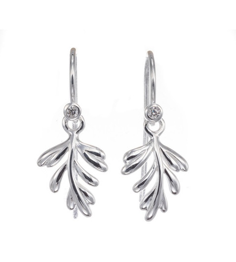 Silver Bar- Lehti luxuskoukulla, hopeakorvakorut 