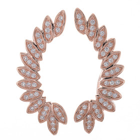 Silver Bar- Kiipeävät lehdet, hopeakorvakorut. Rosékullattu