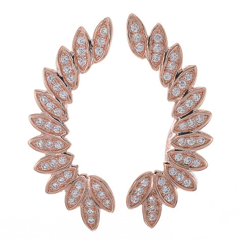 Silver Bar- Kiipeävät lehdet, hopeakorvakorut. Rosékullattu