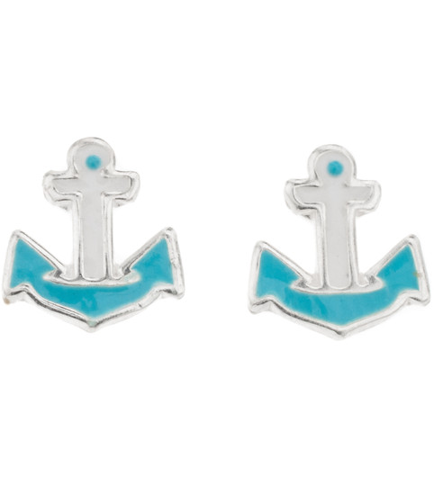 Silver Bar- Ankkuri, hopeakorvakorut. Emali