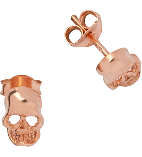 Silver Bar- Pääkallo, hopeakorvakorut. Kullattu