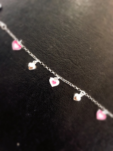 Korutuote Oy- Lasten ranneketju, hopea. Emaloitu