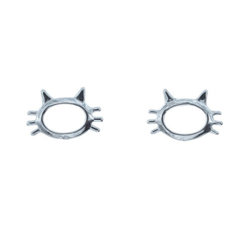Silver Bar- Ovaali kissa, hopeakorvakorut 