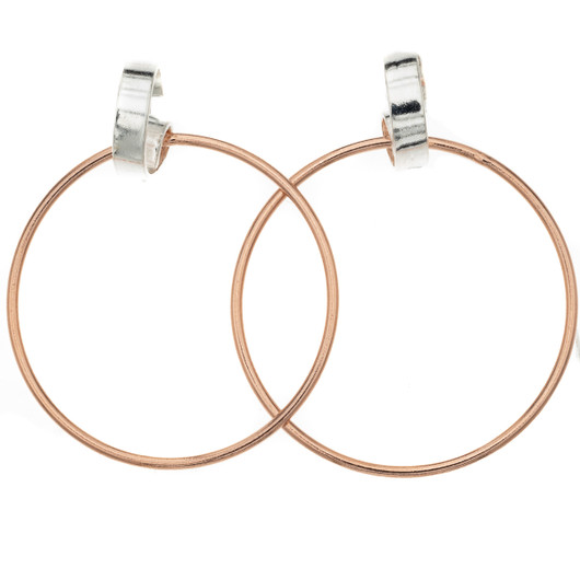 Silver Bar- Hoop loop 2-väri. Hopeakorvakorut.