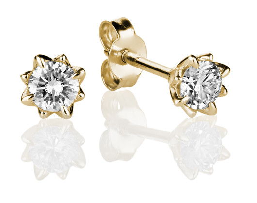 Kohinoor- Rosa, keltakulta. Timanttikorvakorut