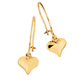 Korutuote Oy- Korvakorut sydän, keltakultaa. 