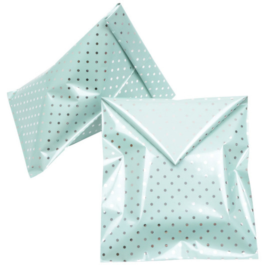 Foliopussi- Lahjapussi, kiiltävä. Turkoosi