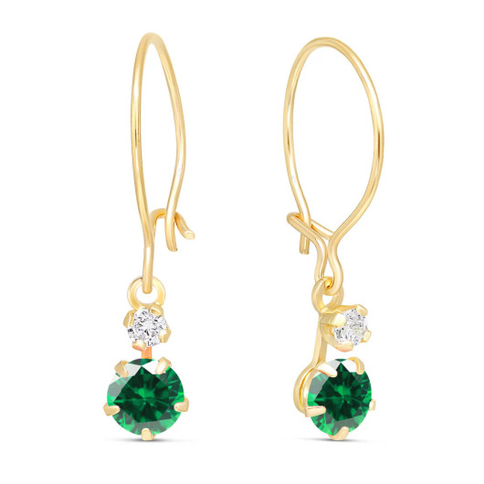 Korutuote Oy- Roikkuvat kultakorvakorut vihreällä zirkonilla
