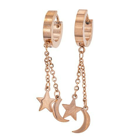 Silver Bar- Tähti&kuu, teräskorvakorut. 